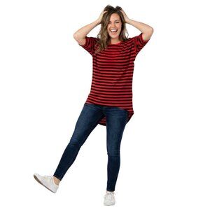 NWT Lularoe Red and Black Stripe High Low Tunic Top - X-Small